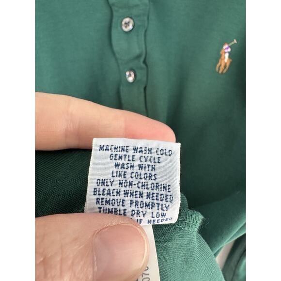 Polo Ralph Lauren Men’s M Long Sleeve Pima Soft Touch Polo Shirt Green - Picture 9 of 11